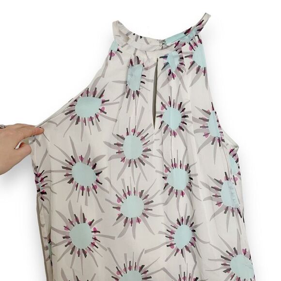 Diane Von Furstenberg DVF Women's Lainey Sunshine Print Silk Tank Keyhole Size 0 - Picture 3 of 11